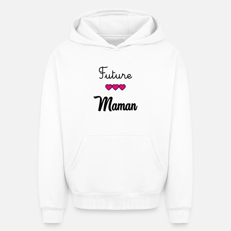 FUTURE MAMAN - Sweat à capuche unisexe oversize épais SPREAD - blanc