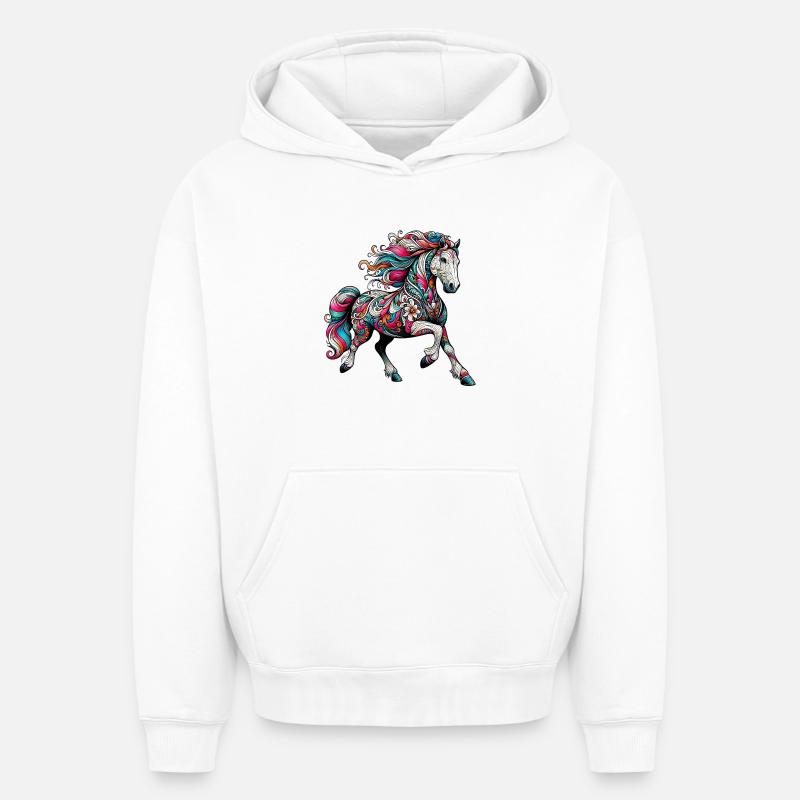 Cheval - Sweat à capuche unisexe oversize épais SPREAD - blanc