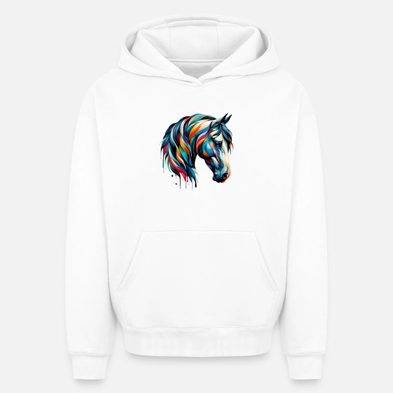 Cheval - Sweat à capuche unisexe oversize épais SPREAD - blanc