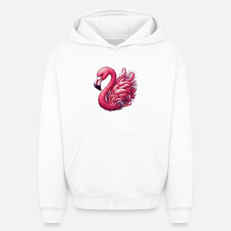 Flamant - Sweat à capuche unisexe oversize épais SPREAD - blanc