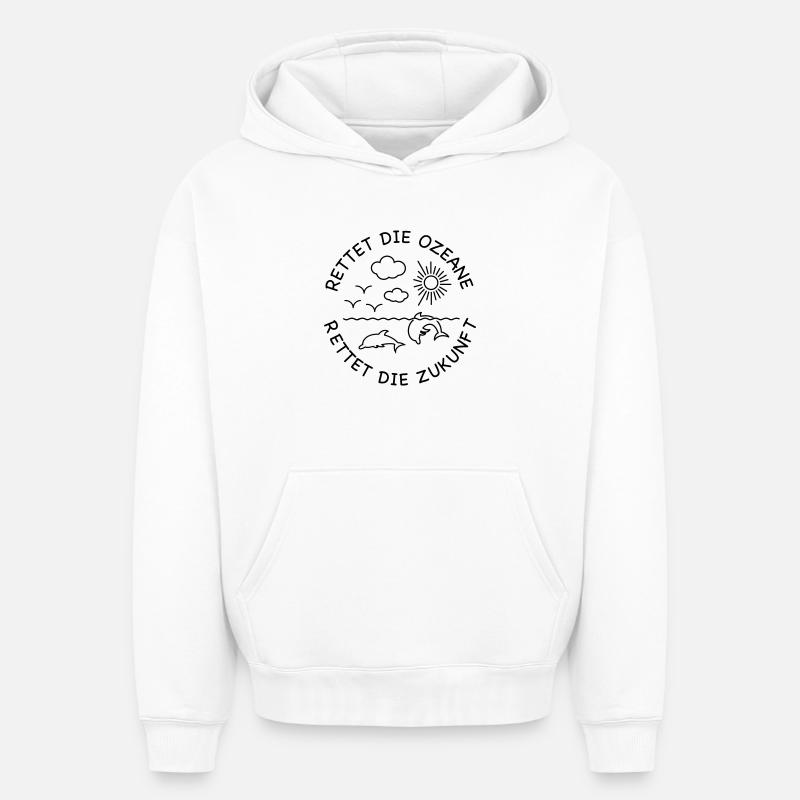 Dauphin - Sweat à capuche unisexe oversize épais SPREAD - blanc