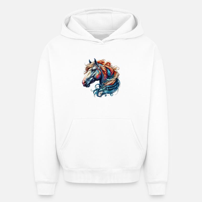Cheval - Sweat à capuche unisexe oversize épais SPREAD - blanc