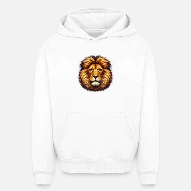 Lion - Sweat à capuche unisexe oversize épais SPREAD - blanc