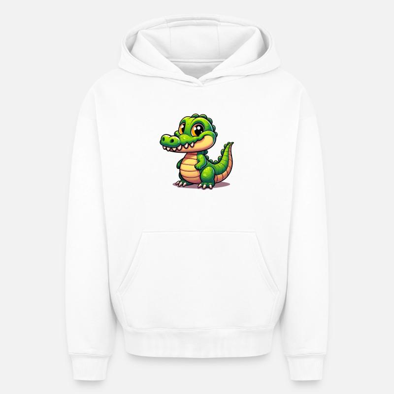 Alligator Crocodile - Sweat à capuche unisexe oversize épais SPREAD - blanc