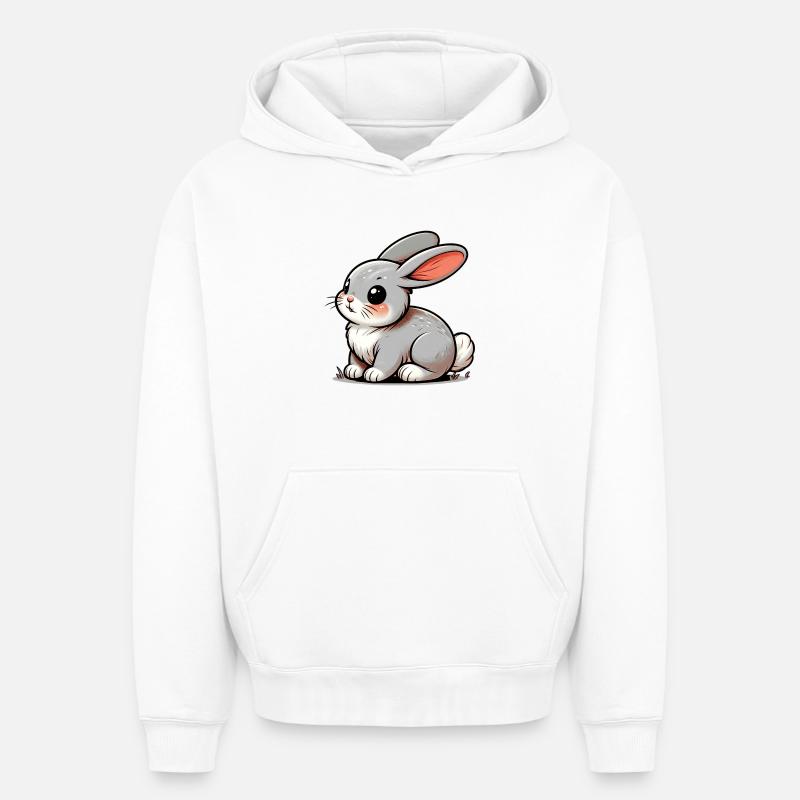 Lapin - Sweat à capuche unisexe oversize épais SPREAD - blanc