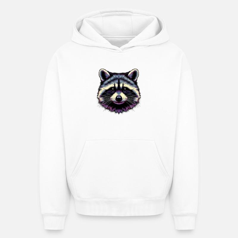 Raton laveur - Sweat à capuche unisexe oversize épais SPREAD - blanc