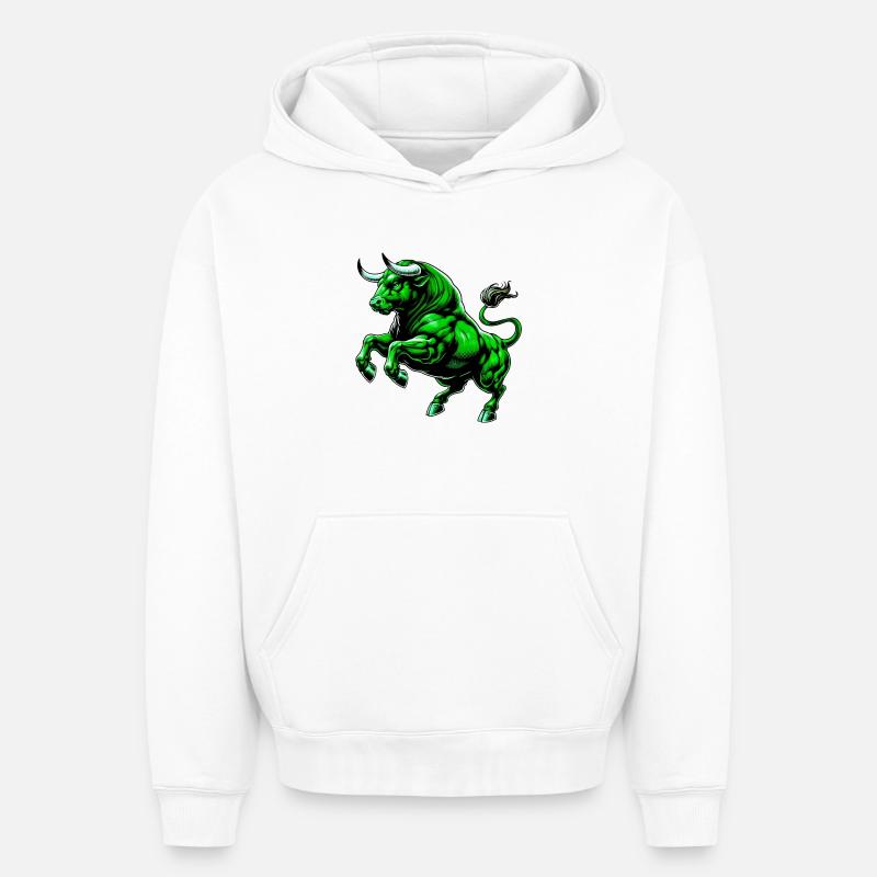 Taureau - Sweat à capuche unisexe oversize épais SPREAD - blanc
