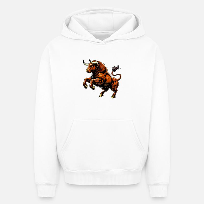 Taureau - Sweat à capuche unisexe oversize épais SPREAD - blanc