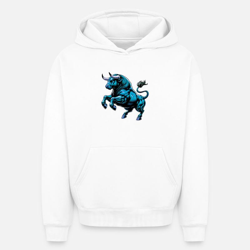 Taureau - Sweat à capuche unisexe oversize épais SPREAD - blanc