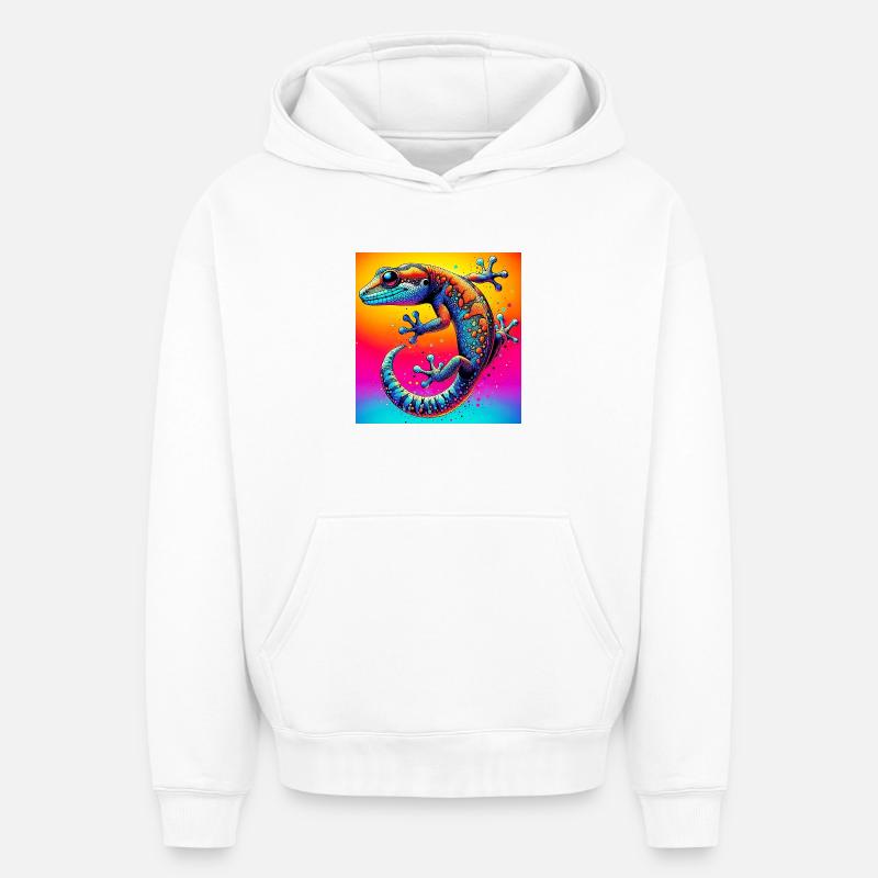 Gecko - Sweat à capuche unisexe oversize épais SPREAD - blanc