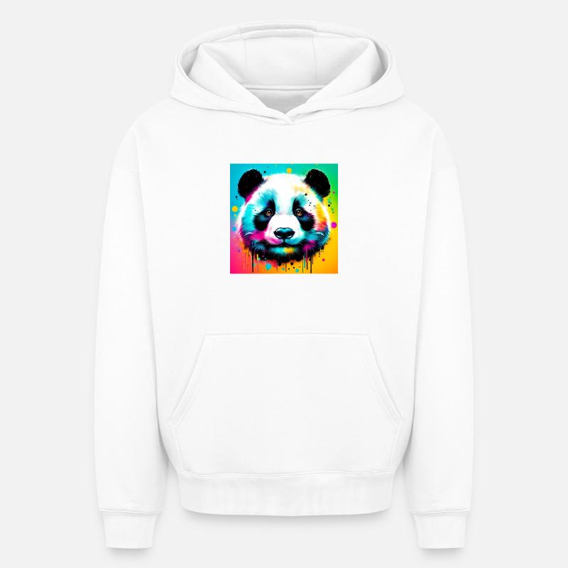 panda - Sweat à capuche unisexe oversize épais SPREAD - blanc