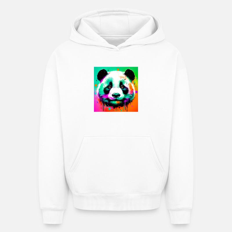 panda - Sweat à capuche unisexe oversize épais SPREAD - blanc