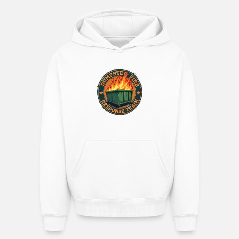 dumpster fire - response team - Sweat à capuche unisexe oversize épais SPREAD - blanc