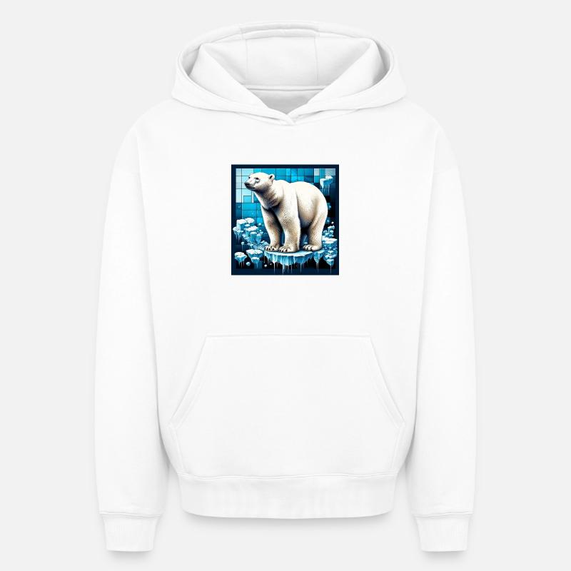 ours blanc - Sweat à capuche unisexe oversize épais SPREAD - blanc