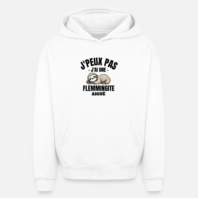 flemme, fatigue, repos - Sweat à capuche unisexe oversize épais SPREAD - blanc