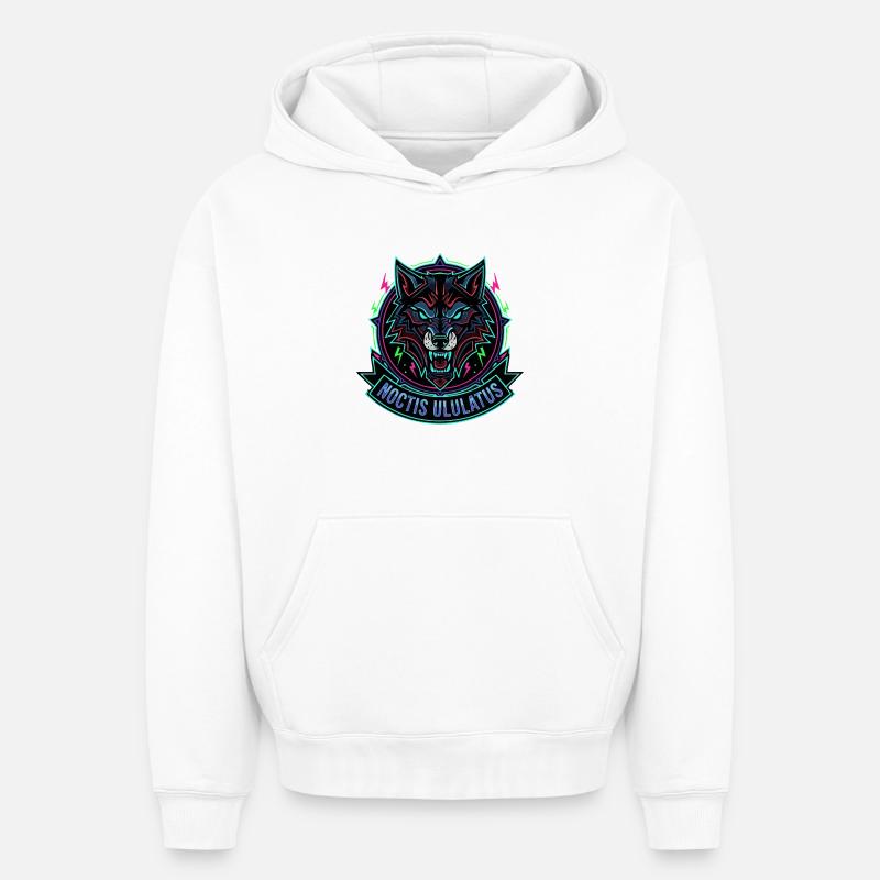 Loup Néon Noctis Ululatus - Sweat à capuche unisexe oversize épais SPREAD - blanc