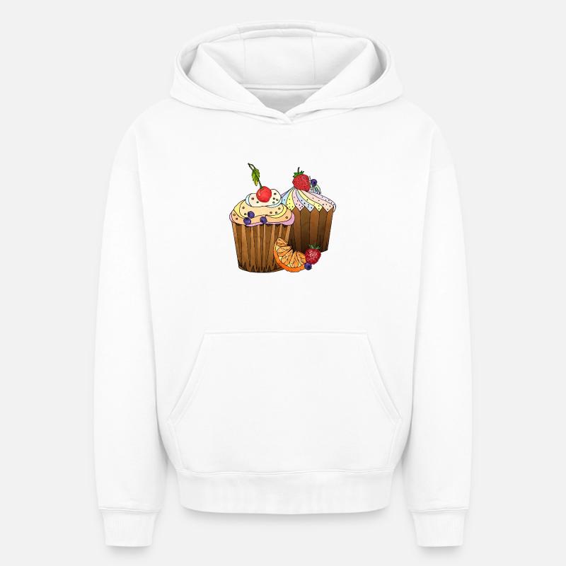 Gâteaux - Sweat à capuche unisexe oversize épais SPREAD - blanc