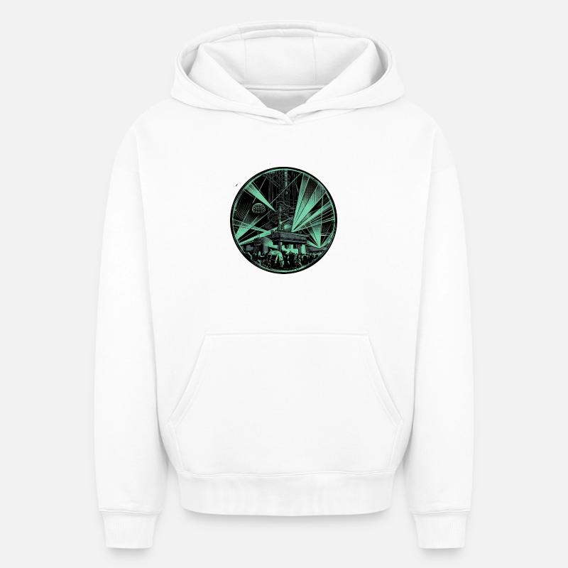 Techno Generation Electro - Sweat à capuche unisexe oversize épais SPREAD - blanc