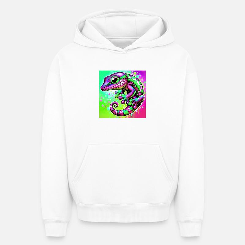 Gecko - Sweat à capuche unisexe oversize épais SPREAD - blanc