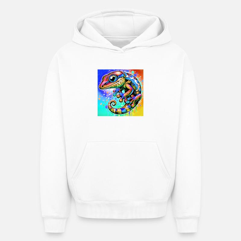 Gecko - Sweat à capuche unisexe oversize épais SPREAD - blanc