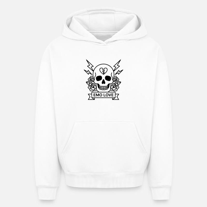 L’emo - Sweat à capuche unisexe oversize épais SPREAD - blanc
