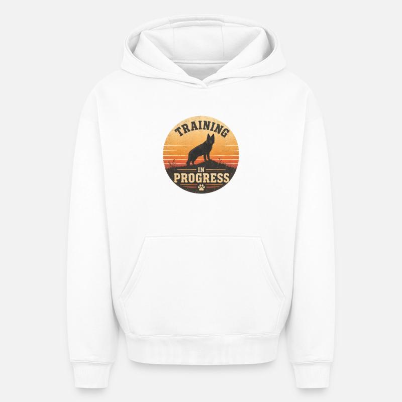 Training in Progress - Oversized Heavyweight Unisex Hoodie - Weiß