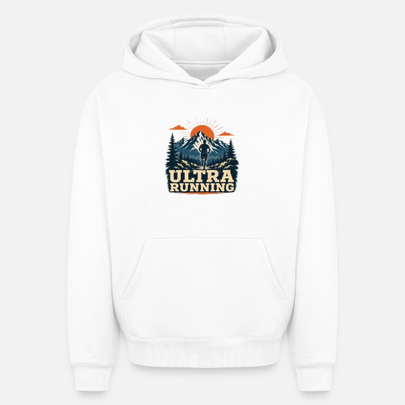 Ultra course à pied - Sweat à capuche unisexe oversize épais SPREAD - blanc