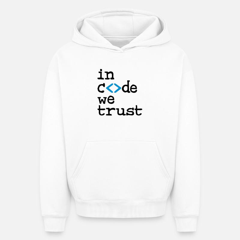in code we trust ! - Sweat à capuche unisexe oversize épais SPREAD - blanc