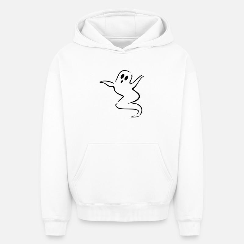 fantôme - Sweat à capuche unisexe oversize épais SPREAD - blanc