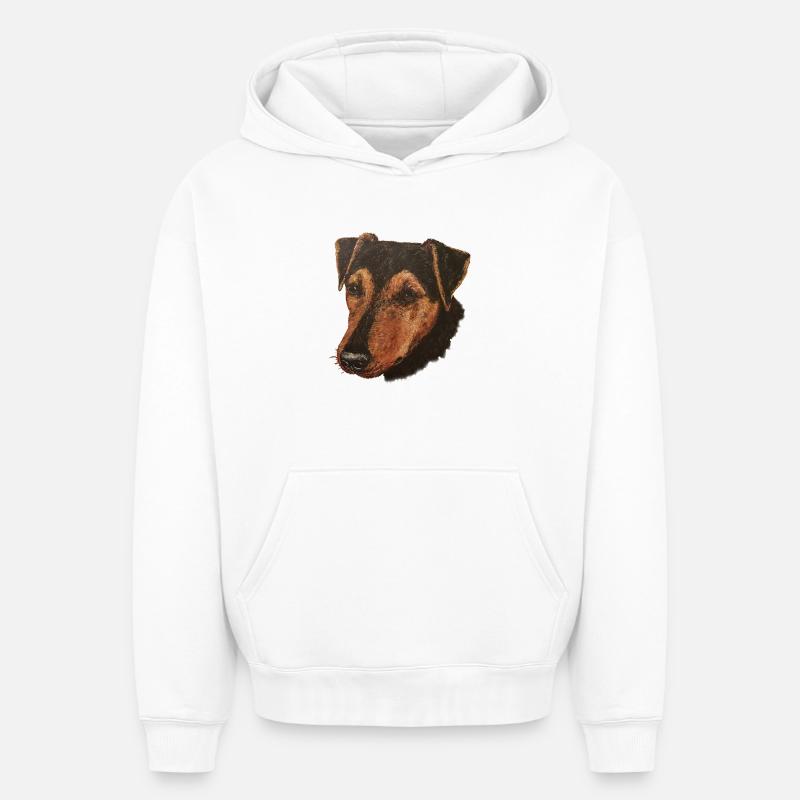 Chasseur Portrait - Sweat à capuche unisexe oversize épais SPREAD - blanc