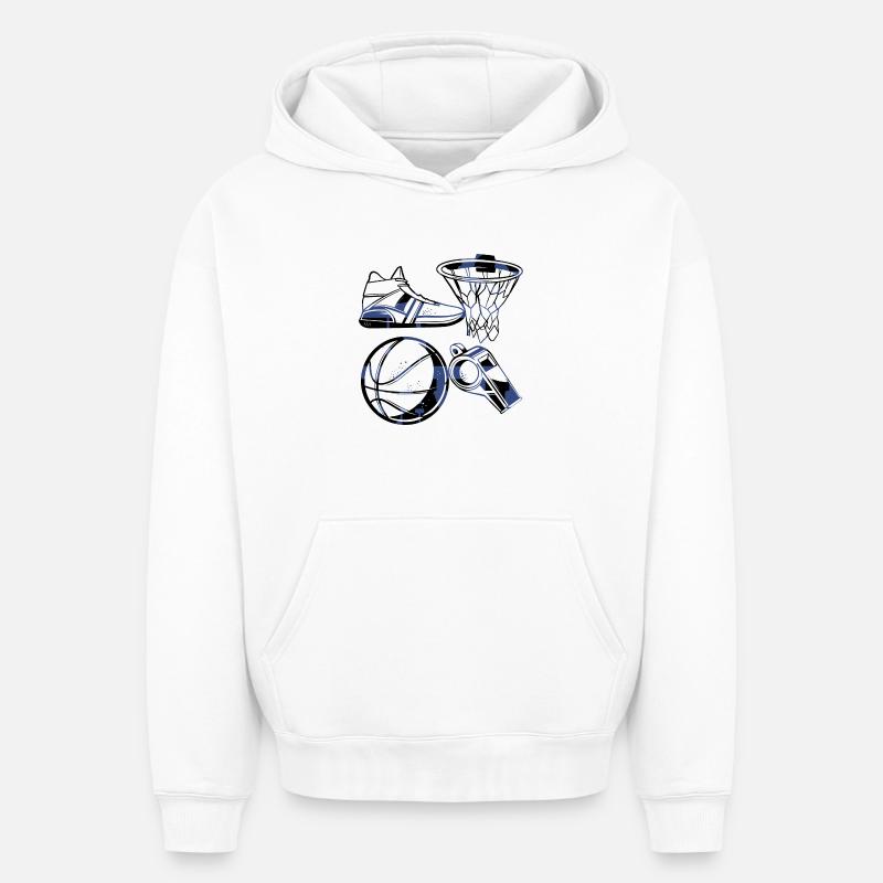Basketteur - Sweat à capuche unisexe oversize épais SPREAD - blanc