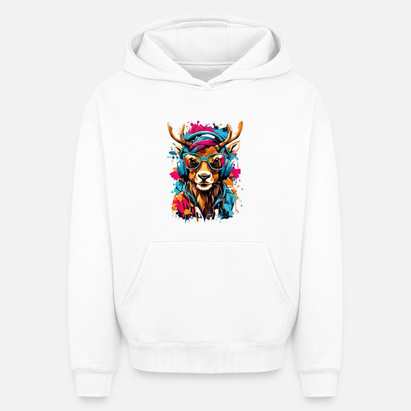 Renne cool - Sweat à capuche unisexe oversize épais SPREAD - blanc