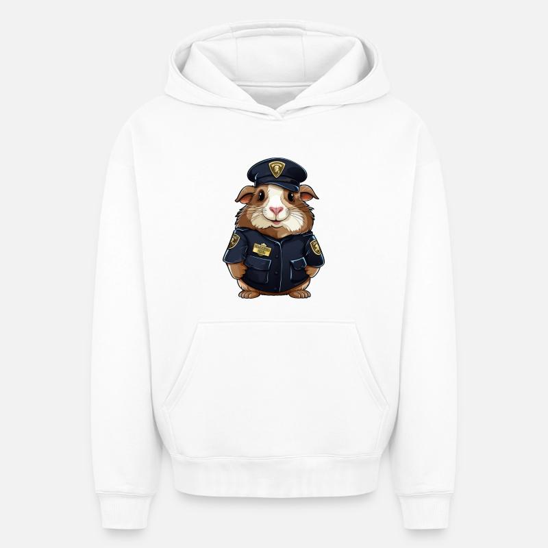 Cochon d’Inde policier - Sweat à capuche unisexe oversize épais SPREAD - blanc