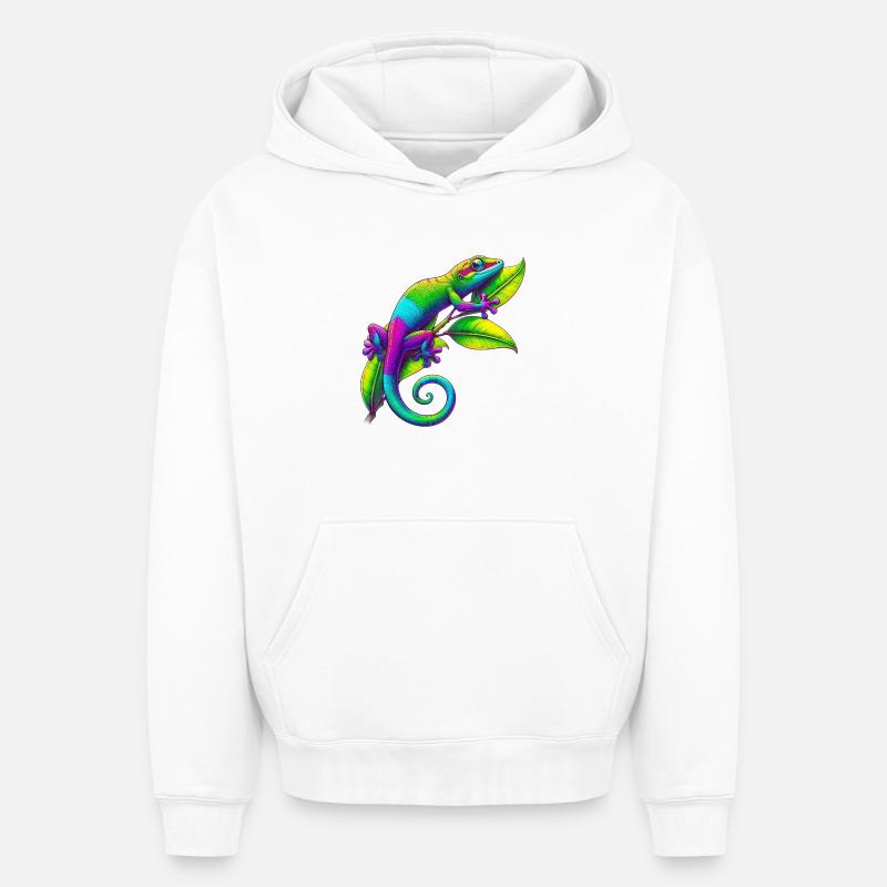 Gecko - Sweat à capuche unisexe oversize épais SPREAD - blanc