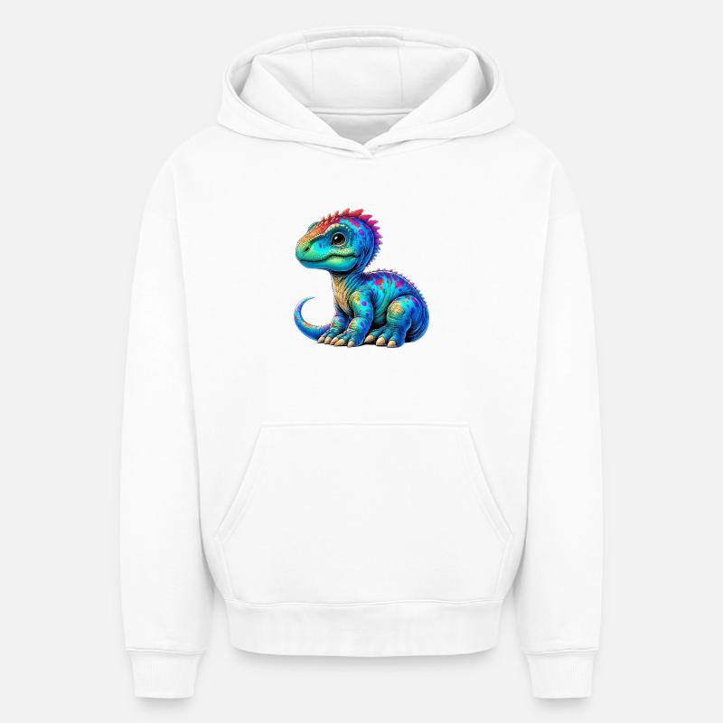 Dinosaure - Sweat à capuche unisexe oversize épais SPREAD - blanc