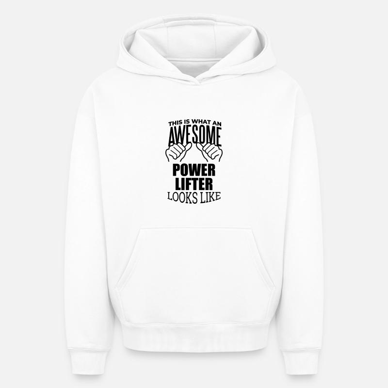 haltérophile - Sweat à capuche unisexe oversize épais SPREAD - blanc