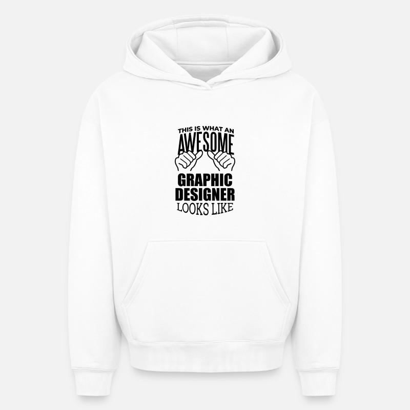 Graphiste - Sweat à capuche unisexe oversize épais SPREAD - blanc