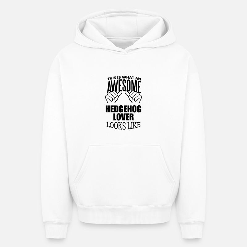 hérisson - Sweat à capuche unisexe oversize épais SPREAD - blanc