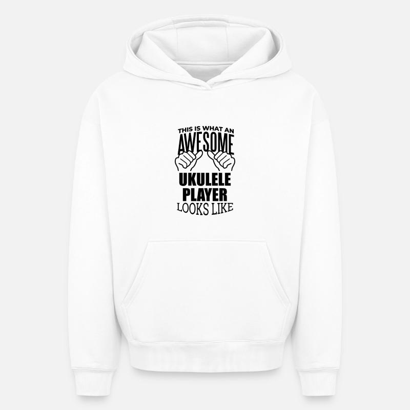 ukulélé - Sweat à capuche unisexe oversize épais SPREAD - blanc