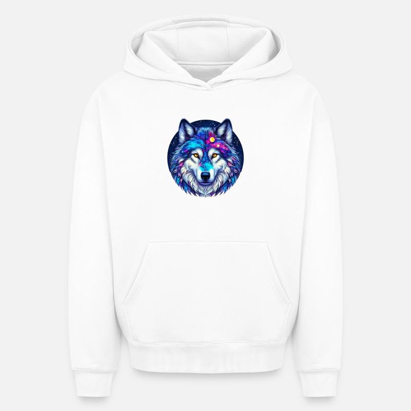 Loup - Sweat à capuche unisexe oversize épais SPREAD - blanc