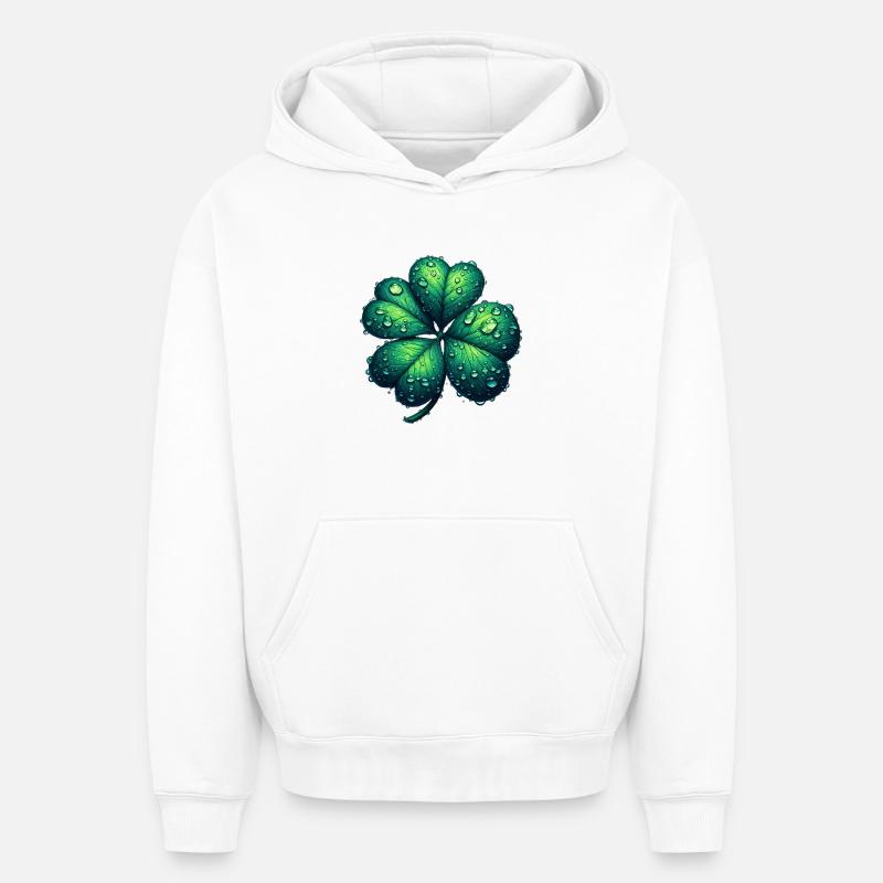Trèfle à quatre feuilles - Sweat à capuche unisexe oversize épais SPREAD - blanc