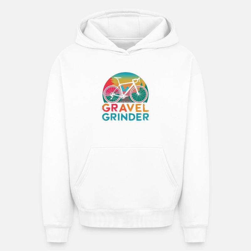 Vélo de gravier avec dénivelés - Sweat à capuche unisexe oversize épais SPREAD - blanc