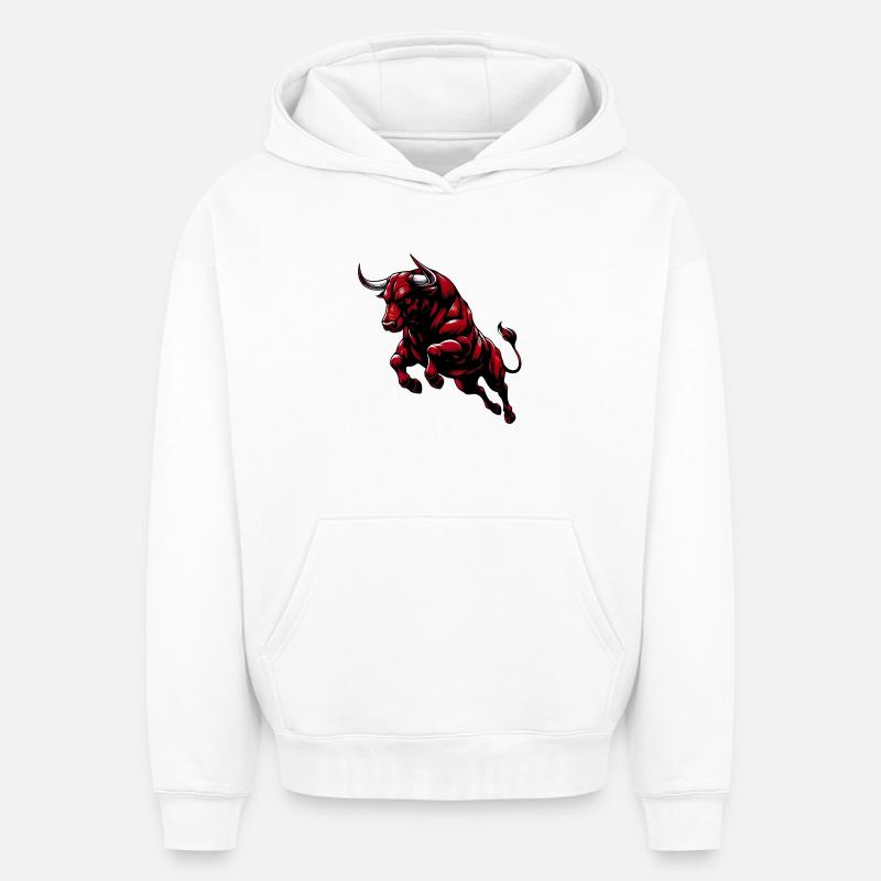 Taureau - Sweat à capuche unisexe oversize épais SPREAD - blanc