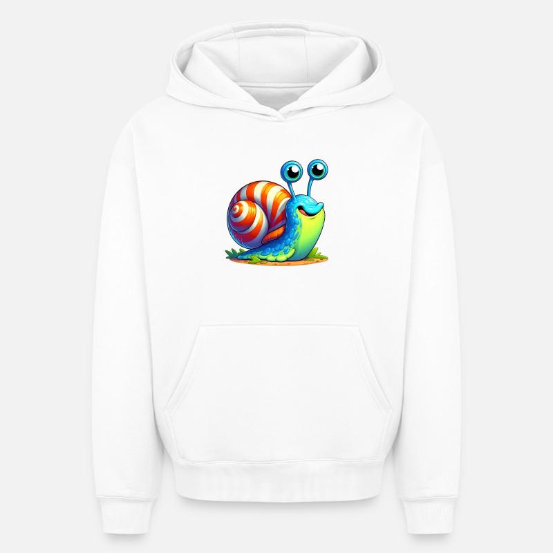 Escargot - Sweat à capuche unisexe oversize épais SPREAD - blanc