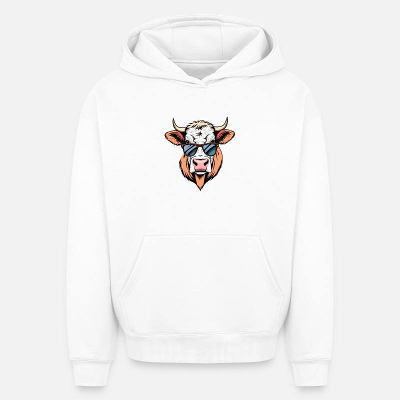Vache - Sweat à capuche unisexe oversize épais SPREAD - blanc