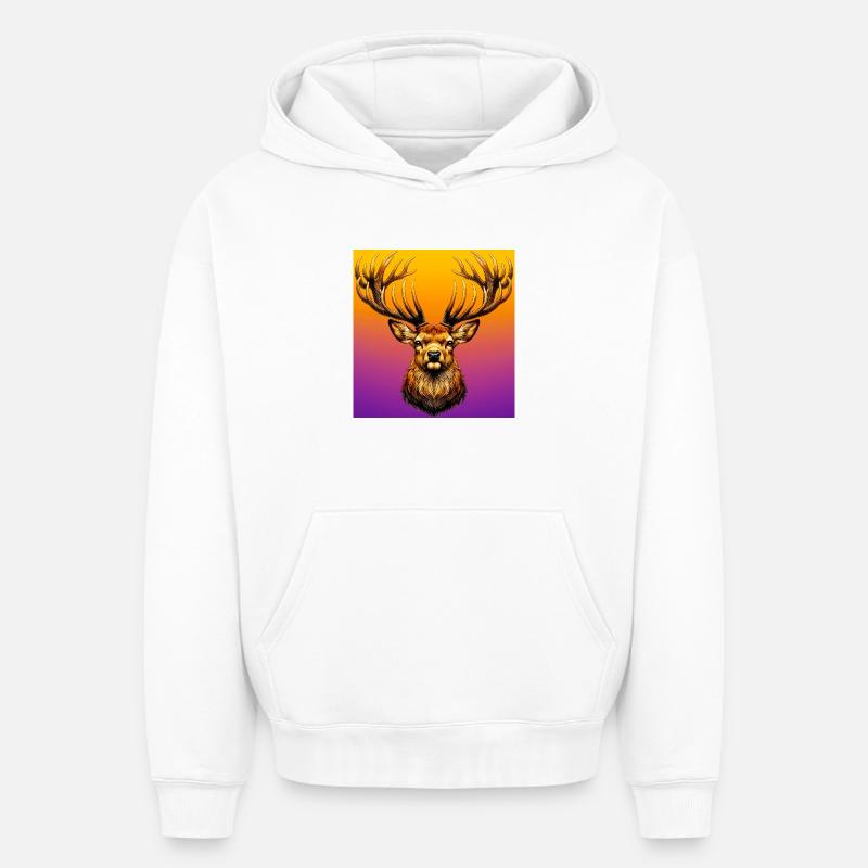Cerf - Sweat à capuche unisexe oversize épais SPREAD - blanc