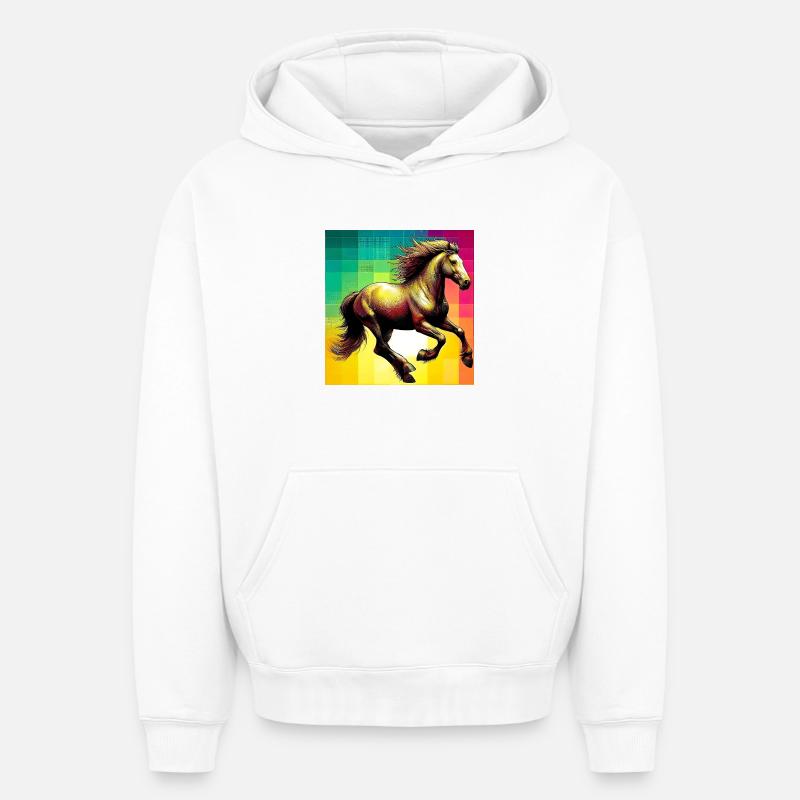 cheval - Sweat à capuche unisexe oversize épais SPREAD - blanc