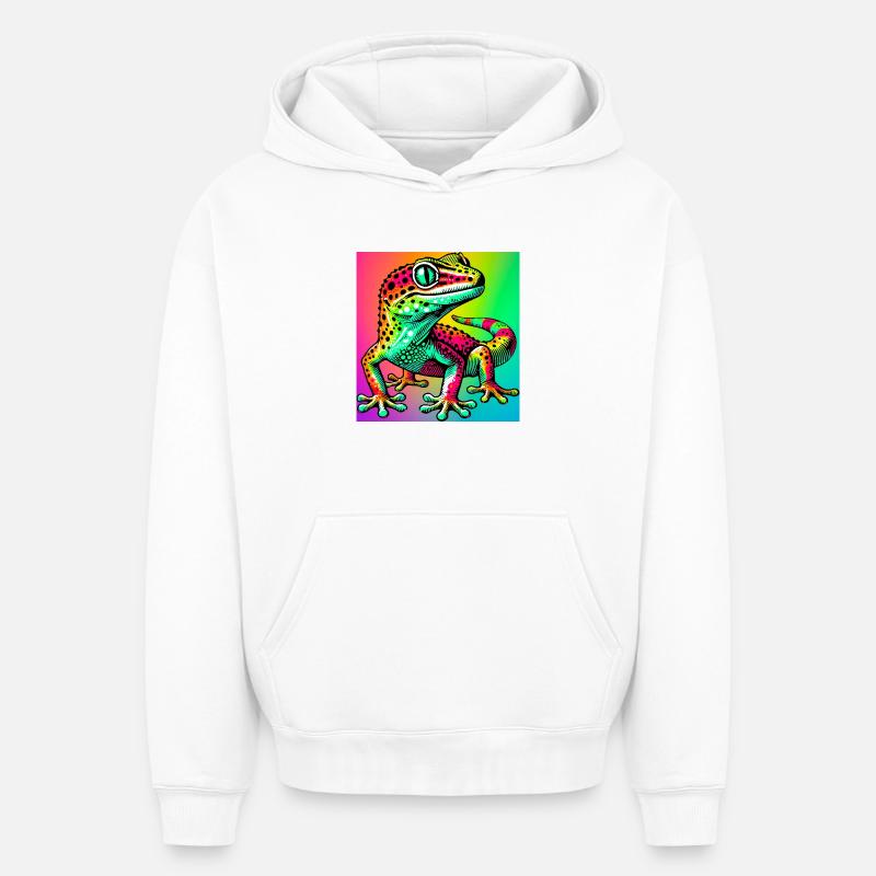 Gecko - Sweat à capuche unisexe oversize épais SPREAD - blanc
