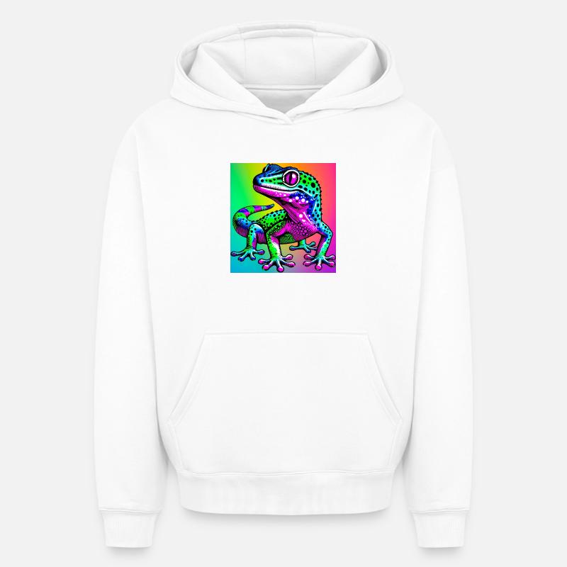 Gecko - Sweat à capuche unisexe oversize épais SPREAD - blanc