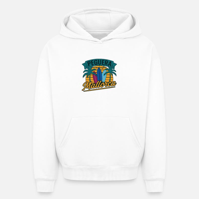 Peguera Mallorca - Sweat à capuche unisexe oversize épais SPREAD - blanc